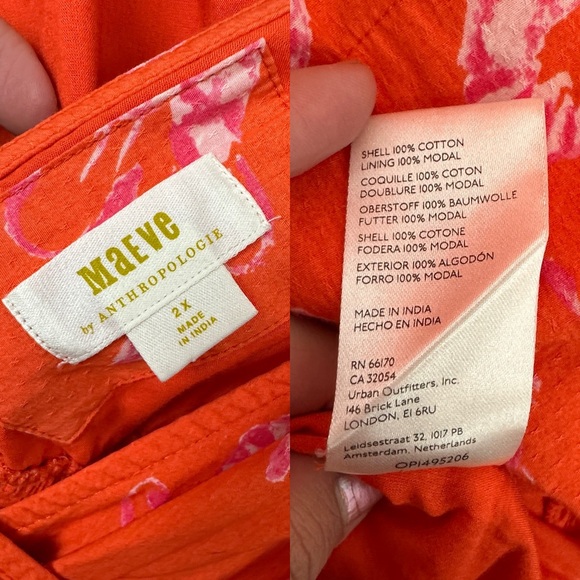 Anthropologie Maeve Plus Size Mainely Lobster Wrap Mini Dress Sz 2X - Picture 11 of 16